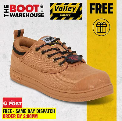 Dunlop Volley Original Wheat Classic Work Boots. Safety Steel Toe Cap UK Fitting • $64.95