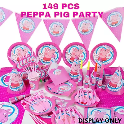 $38 • Buy Peppa Pig Birthday 209PC Party Tableware Girls Supplies Sydney Balloon Banner 