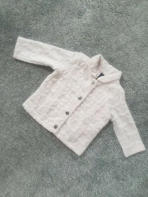 Baby Girls Pink Spanish Style Designer Coat Jacket 12-18 Bows Button Up A • £5.99