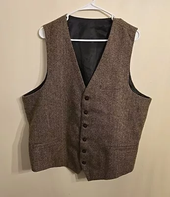 NWOT Voboom Sz XL Brown Herringbone Tweed Wool Vest Waistcoat  • $29.99