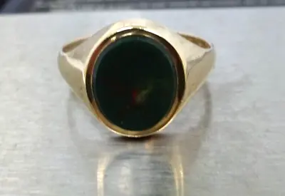 Vintage 9 Carat Gold Bloodstone Signet Ring Size U1/2 London 1979 • $290.36