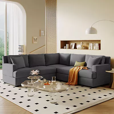 87 L-Shaped Sectional Modular Sofa With 2 Tossing Cushions And Solid Frame • $922.13