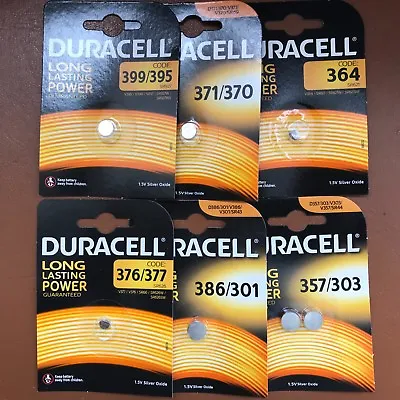 NEW Duracell Silver Oxide 1.5V Watch Batteries ALL SIZES 357 386 377 364 399 371 • £3.39