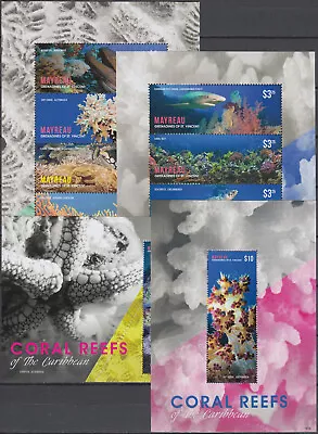 St Vincent-Mayreau All 4 S/S Coral Reefs 2014 MNH-40 Euro • $12.50