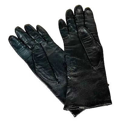 Fine Italian Leather Gloves Women’s Long Black Size 7 1/2 Soft Warm Luxurious! • $23