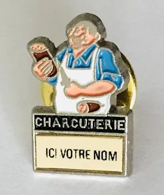Charcuterie Name Tag Delicatessen Advertising Pin Badge Vintage (C17) • $9.99
