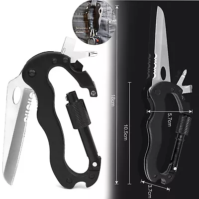 Multi Function Survival Hiking Gear Locking Box Carabiner Tool Keychain US • $39.89