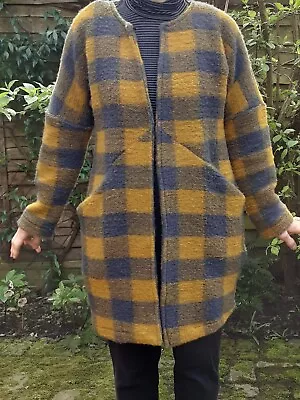 Mustard & Grey Size 8 Wool Coat By Pomodoro • £14