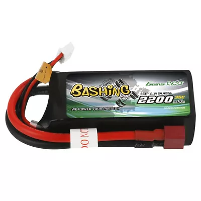 Gens Ace 3S Bashing 2200mAh 11.1V 35C Soft Case LiPo Battery (Deans) • $28.79