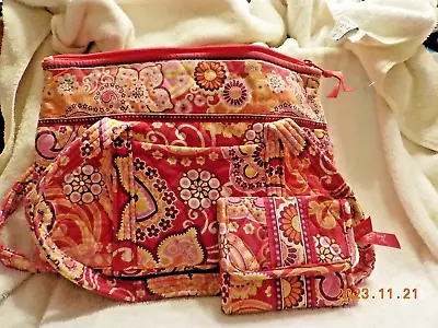 Vera Bradley Small Betsy Handbag And Trifold Wallet In Raspberry Fizz • $23.50