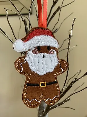 Gingerbread Man  Father Christmas Embroidery Christmas Hanging Decoration Decor • £4