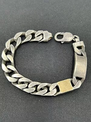 Men's 18K Gold Sterling Silver ID Signature Signet Men's Bracelet ( 7.75 ) • $150