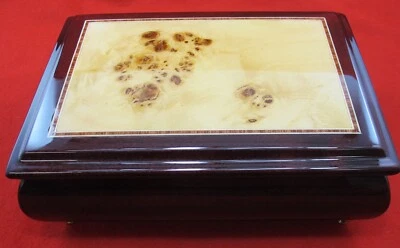 $59.95 • Buy Jewelry Box By Towle • High Gloss Piano Finish • Burled Walnut W/ Inlaid Border