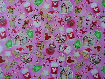 Christmas Gingerbread House Mickey MousCotton Fabric 59 Inch Width By The 1/2 Yd • $8.99