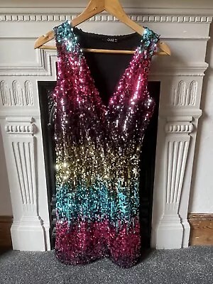 Quiz Sequin Dress Wedding Festival Prom Cocktail BNWOT Size 8 • £8.99