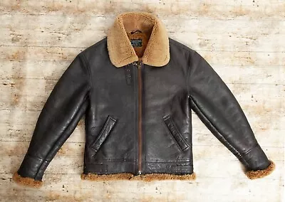 Vintage Type B3 Leather Bomber Jacket USAF Sheepskin Shearling Small • £395