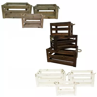 £10.79 • Buy Storage Box Apple Crate Farm Shop Display Wooden Slatted Vintage Gift East2eden