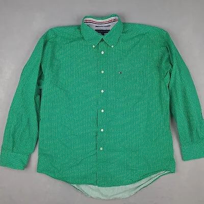 $12.52 • Buy Tommy Hilfiger Shirt Men's XL Green Polka Dot Long Sleeve Button Down
