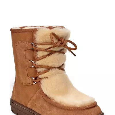 UGG Suede Shearling Lace Front Boots New • $125