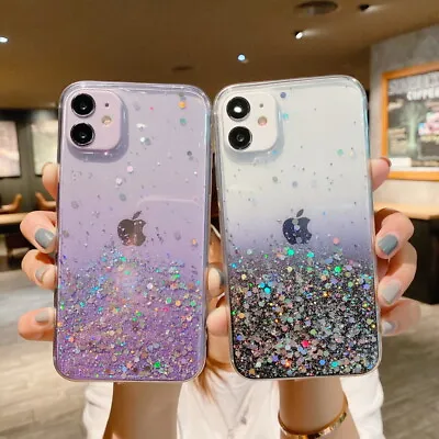 $5.60 • Buy Gradient Phone Case For IPhone 13 12 11 Pro Max X XR 8 7 Plus Glitter Soft Cover