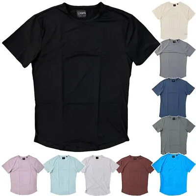 Cuts Clothing Men's Curve Hem Crew Neck Signature Fit 4-Way Stretch Tee T-Shirt • $29.99