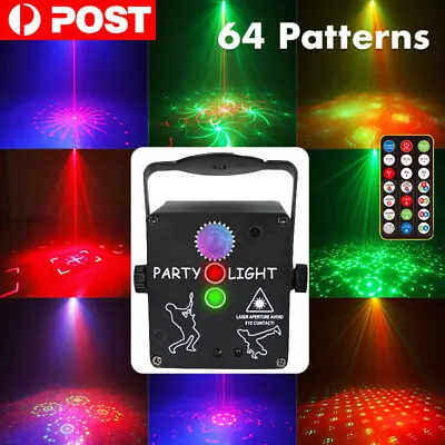 64 Patterns LED Stage Lighting RGB Mini Laser Projector Disco Party DJ Light • $32.59