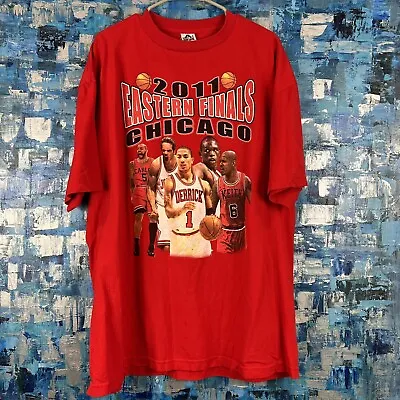 Chicago Bulls Retro 2011 Eastern Finals Derrick Rose MVP T-Shirt Men Sz XXL • $21.95