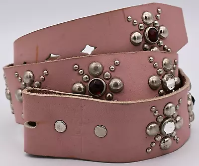 Vintage Belt Size 30 ~ Pink Chrome Studs Glass Jewel Bead Rhinestones JOED By Ur • $80