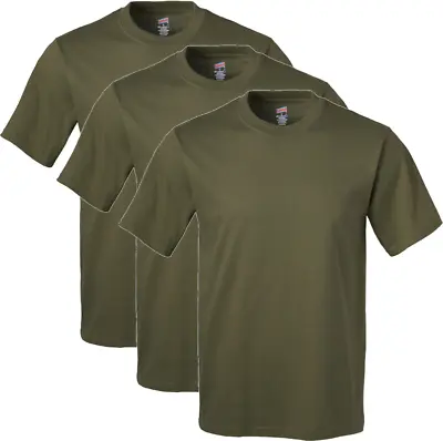 Soffe Men's Dri Performance T-Shirt 100% Cotton 905-OD Green-3 Packs • $26.99