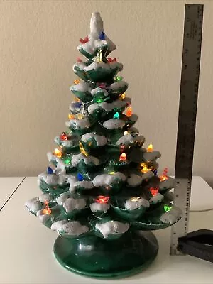 18  Arnel’s Ceramic 2 Piece Flocked Lighted Christmas Tree • $149.99