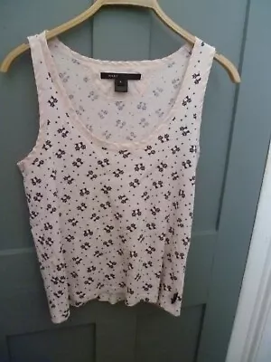 Authentic Marc Jacobs Pink & Black Cat Print Vest Top T-Shirt Women Size Large • £22