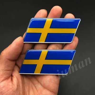 2x Sweden Flag Car Emblem Badge Gift Saab Motorcycle Fuel Tank Decal Stickers • $9.90