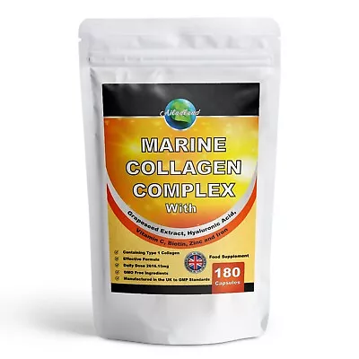 Marine Collagen Complex 180 Tablets 2616mg + Hyaluronic Acid Vitamin C Capsules  • £19.95