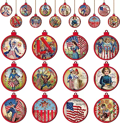 24 Pcs 4Th Of July Ornaments For Tree Memorial Day Decorations Vintage Patriotic • $10.99