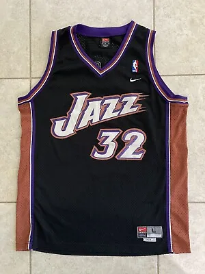 Vintage Nike Swingman Karl Malone Utah Jazz Alternate Black Jersey Large +2 Mint • $80