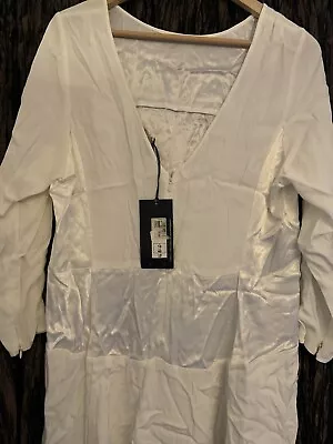 £15 • Buy Cream Satin Dress By M&S, Limited Collection, Asymmetric Hemline, Size 18