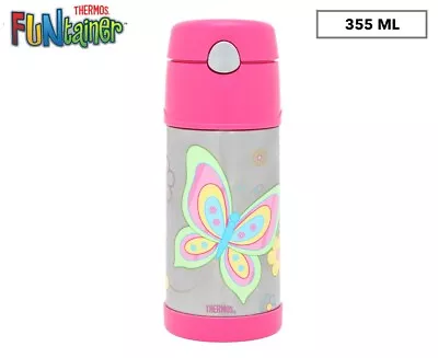Thermos Funtainer Stainless Steel 355ml Insulated Drink Bottle Tumbler Butterfly • $18.99
