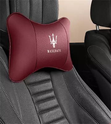 New Car Seat Headrest Neck Cushion Pillows For Maserati Red Real Leather 2PCS • $33.88