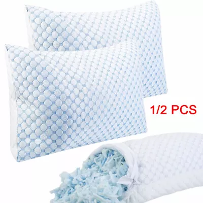 Memory Foam Cooling Pillow Heat And Moisture Reducing Ice Silk And Gel Infused • $25.54