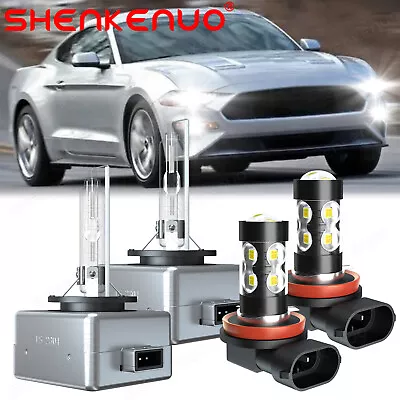 For Ford Mustang 2015-2018 HID Headlight High/Low Beam+LED Fog Light Bulbs Kit • $35.99