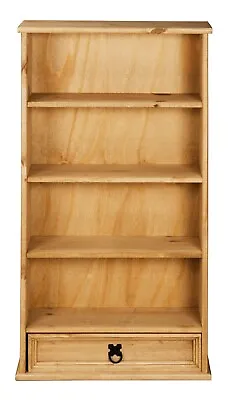 Corona DVD Rack 1 Drawer Bookcase Storage - Mexican Solid Pine Waxed Distressed • £39.99