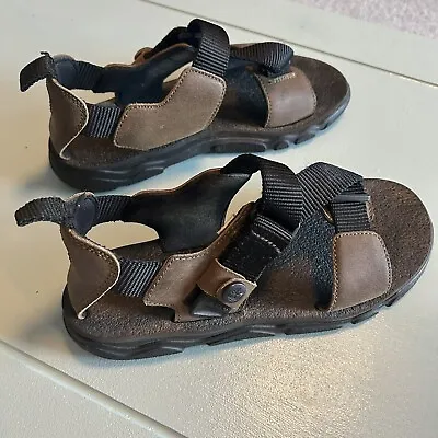 Timberland Men’s Size 7.5 Sandals Brown Leather Hook & Loop Open Toe  Nice! • $22.50