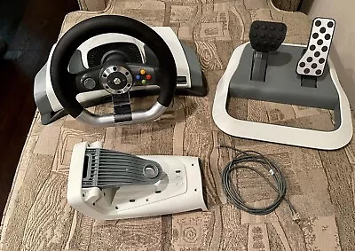 Microsoft Xbox 360 Racing Steering Wheel W/ Force Feedback Pedals Tested • $55