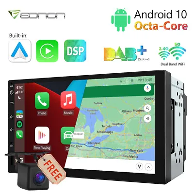 CAM+Android 10 8-Core Double DIN 7  IPS Car Stereo Touch Screen FM Radio Carplay • $167.72