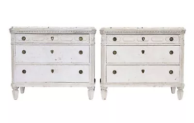 Pair Of 19th Century Swedish Painted Faux Marble Top Chest Of Drawers • $8000.96