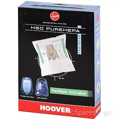 4 X Hoover PurePower H60 Vacuum Cleaner Microfibre Dust Bags PureHEPA • £21.49