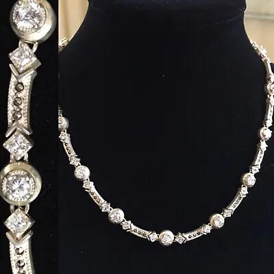 Sterling Silver Manmade Diamond Necklace Gift Jewelry For Women Size 16   • $300