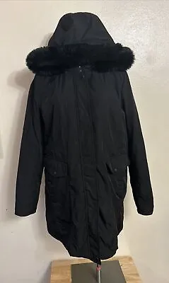 Marc New York By Andrew Marc Women's  Down Coat Black  Hooded Size Large • $39.99