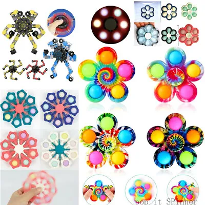 $6.99 • Buy Fidget Spinner Pop It Toys Tie-Dye Popper Bubble Sensory Stress Relief For Kids 