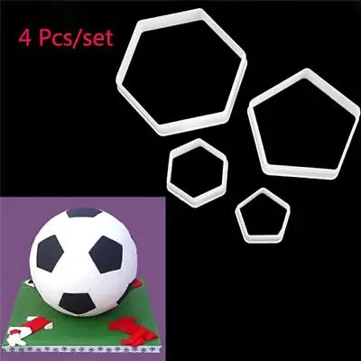 £2.98 • Buy 4pcs Hexagon Football Plastic Cookie Cutter Sugar Fondant Cake Decor Mold LA